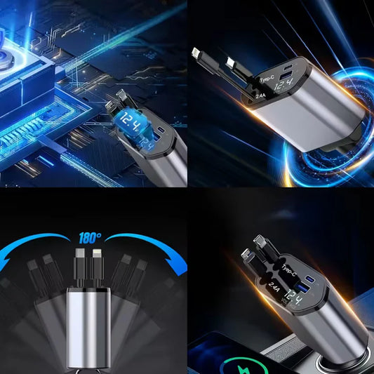 CARGADOR DE AUTO RETRACTIL DUAL