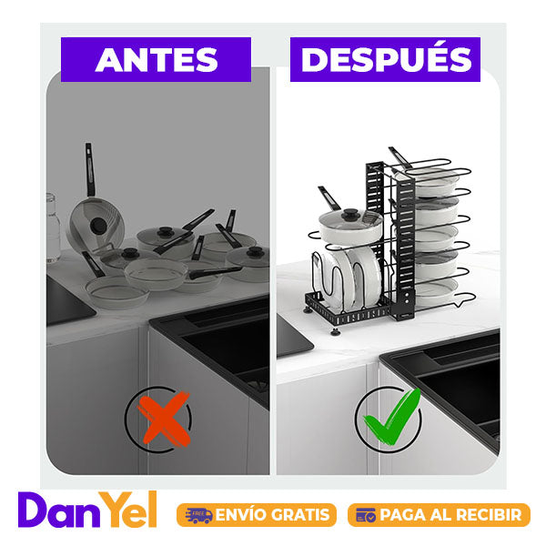 Estante Organizador de Ollas y Tapas | Utensilios de Cocina