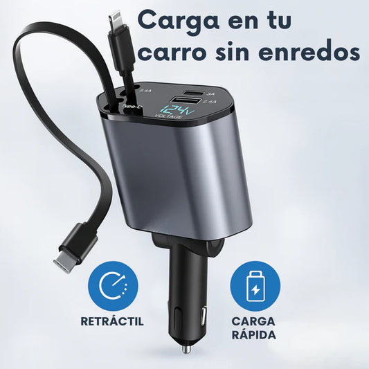 CARGADOR DE AUTO RETRACTIL DUAL
